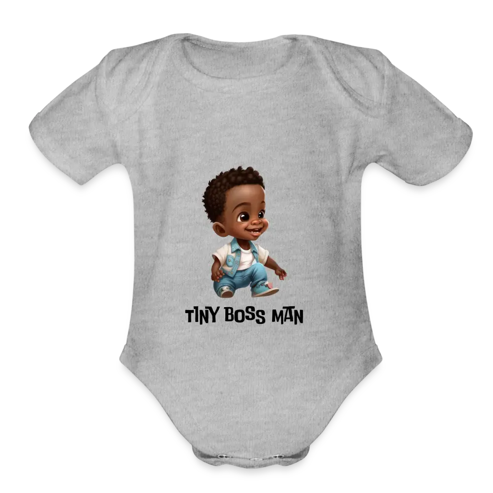 Tiny Boss Man Onesie - heather grey