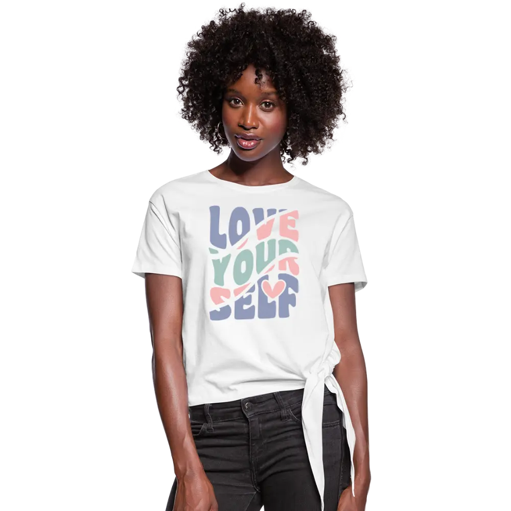 Love Yourself Women's Knotted T-Shirt - white