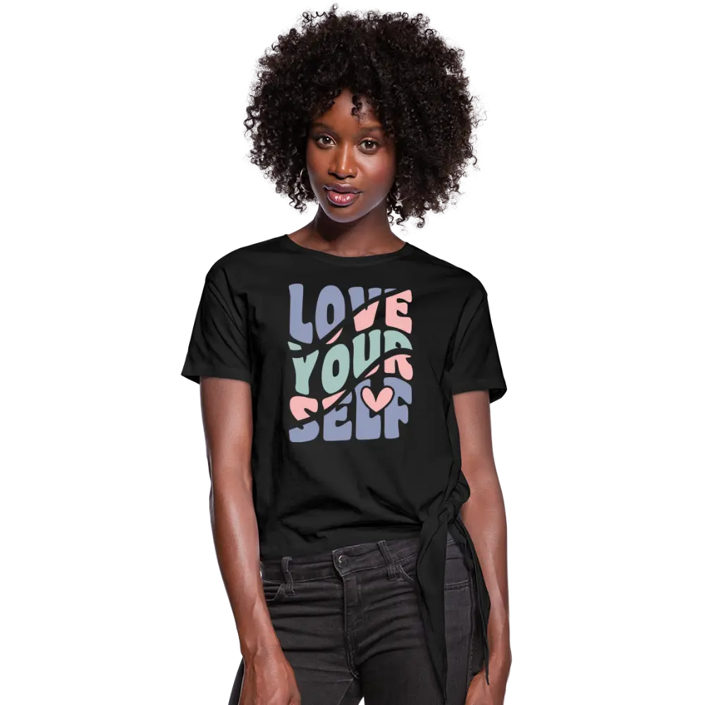 Love Yourself Women's Knotted T-Shirt - black